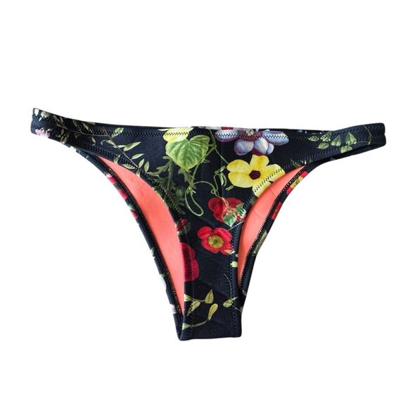 Triangl black neoprene Bikini bottoms size XL floral print - Picture 1 of 6